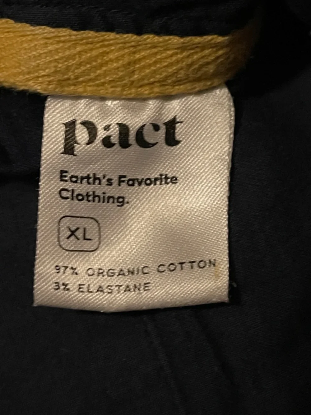 Pact Organic Men's XL Navy Elastic Waist Daily Chinos - Picture 8 of 9